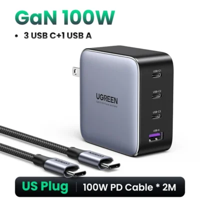UGREEN-100W cargador rápido GaN para iPhone 13, Macbook, portátil y tableta