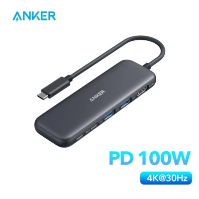 Anker-estación de acoplamiento 5 en 1 para ordenadores portátiles, concentrador de puertos USB C