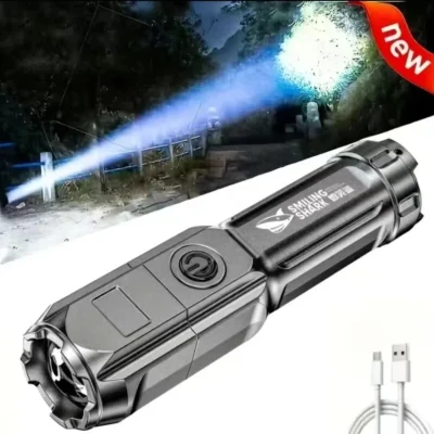 Potente linterna LED recargable por USB 18650, resistente al agua, Zoom, pesca, caza, 100000 lúmenes,