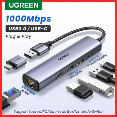 UGREEN USB Ethernet Adaptador 1000/100Mbps USB3.0/USB2.0 HUB USB