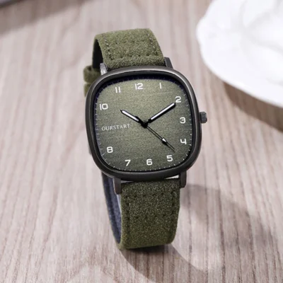Reloj de pulsera con correa de cuero para hombre y mujer