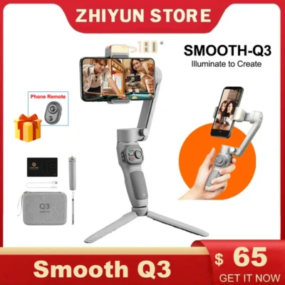 ZHIYUN SMOOTH Q3-cardán Q3 SMOOTH para teléfono inteligente, estabilizador portátil de 3 ejes para iPhone 14 pro max 13 pro Samsung Xiaomi Huawei