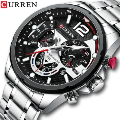 CURREN-reloj analógico de acero inoxidable para hombre, nuevo accesorio de pulsera resistente al agua con cronógrafo