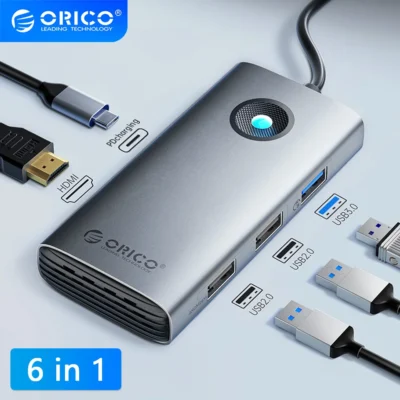 ORICO-estación de acoplamiento USB 3,0, Hub tipo C, adaptador divisor con varios puertos, OTG, RJ45, HDMI, 4K