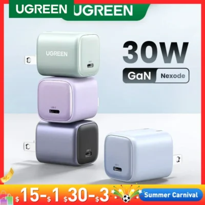 Ugreen-cargador rápido GaN tipo C para teléfono móvil 30W