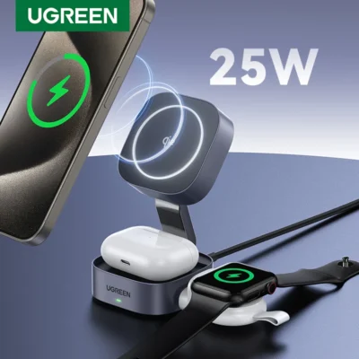 UGREEN-soporte magnético para cargador inalámbrico, soporte de carga 2 en 1 de 25W para iPhone