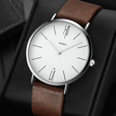 Reloj de cuarzo minimalista para hombre, cronógrafo de cuero, sencillo, resistente al agua