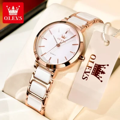 OLEVS-Reloj de pulsera de lujo Para Mujer, pulsera elegante, resistente al agua, de cuarzo, a la moda